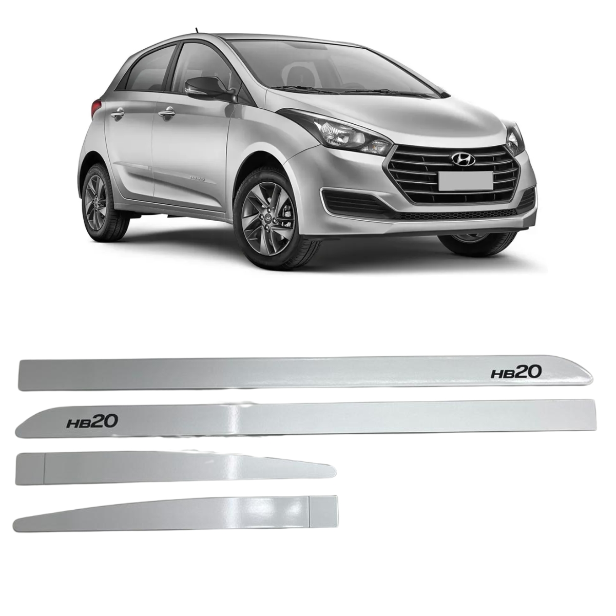 Kit Friso Lateral Hyundai HB20 Hatch Prata Metal (Pintado)