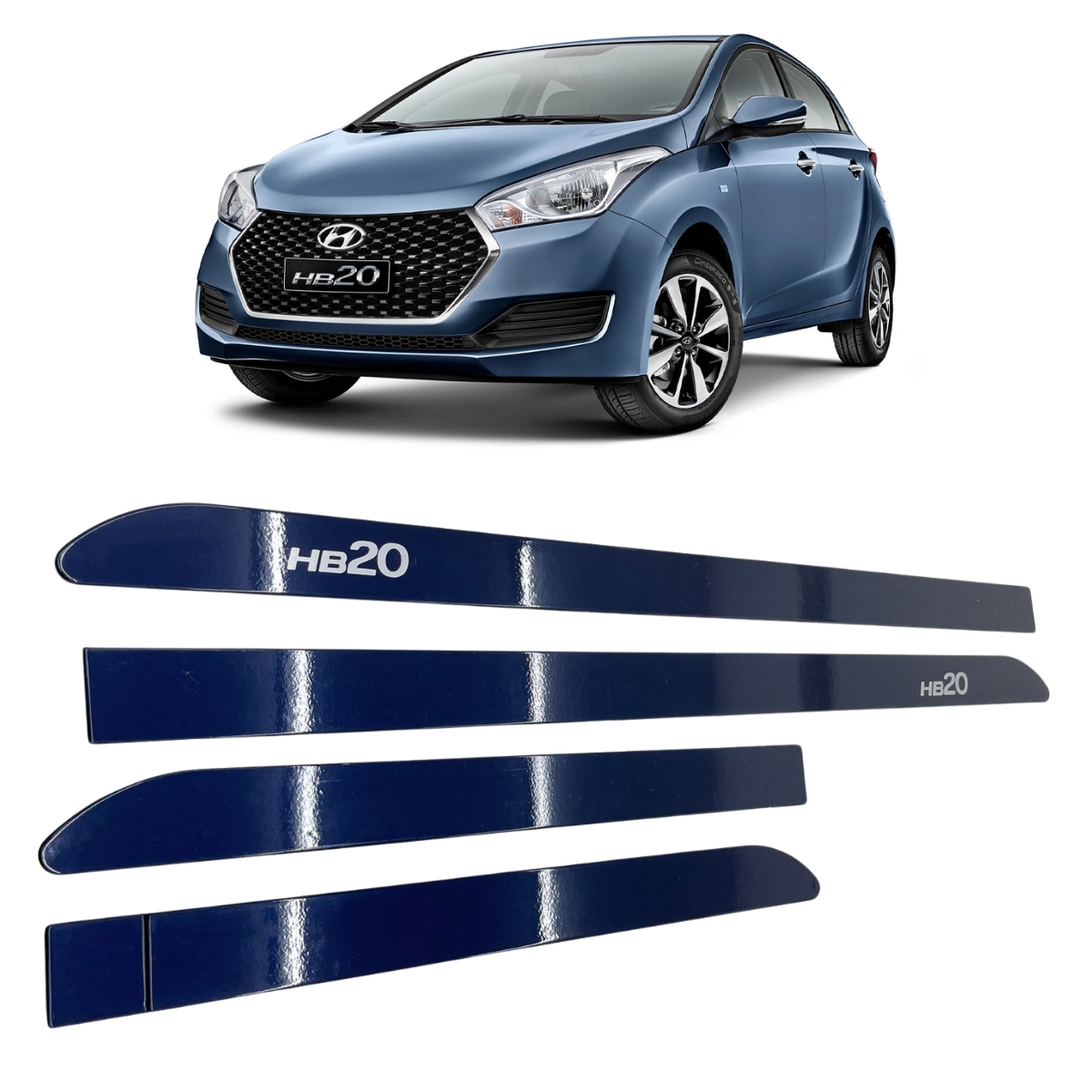 Kit Friso Lateral Hyundai HB20 Hatch Azul Ocean (Pintado)
