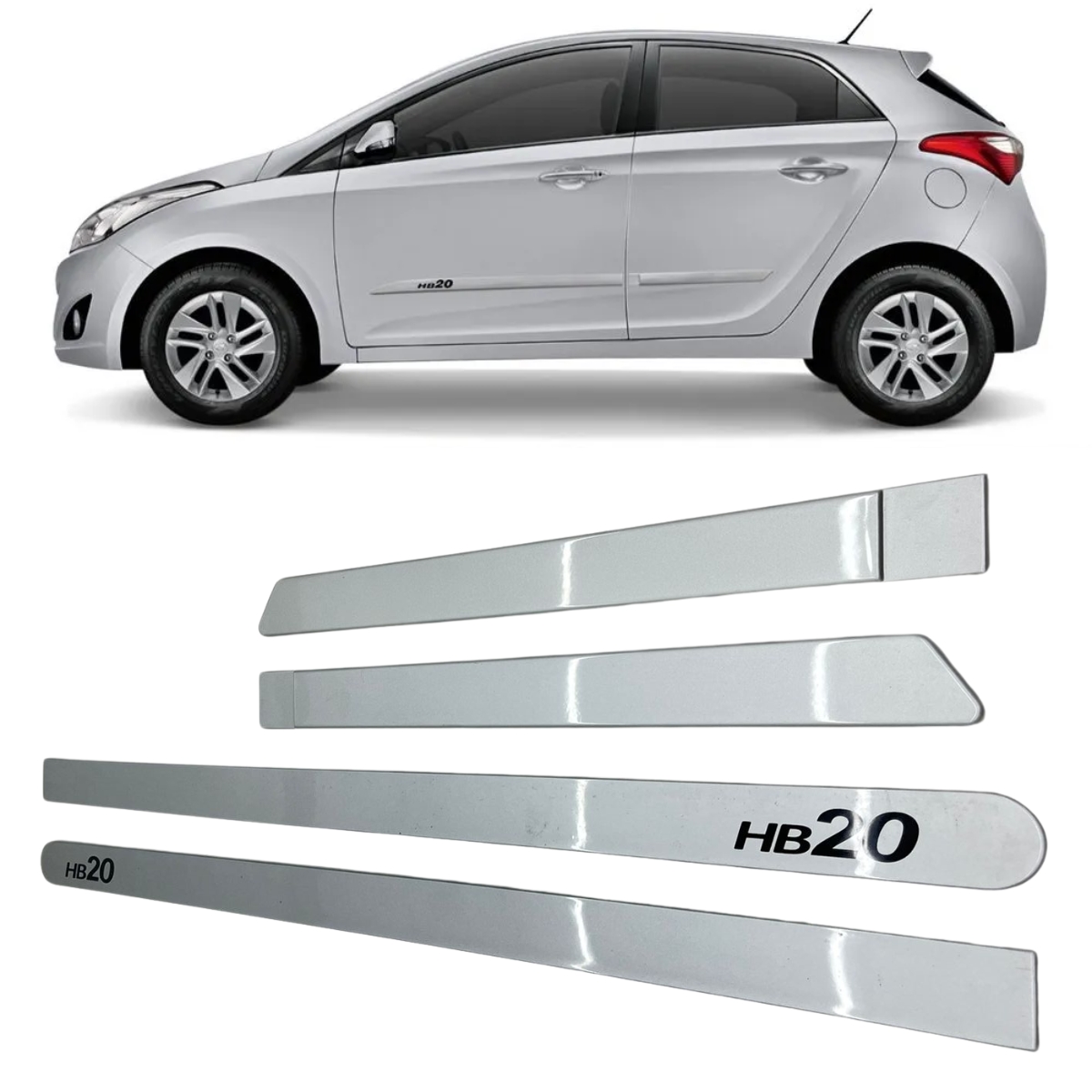 Kit Friso Lateral Hyundai HB20 Hatch Prata Metal